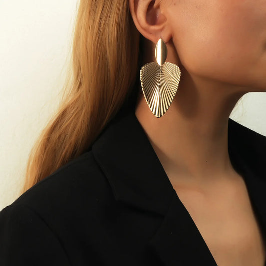 Exaggerated Leaf Metal Earrings