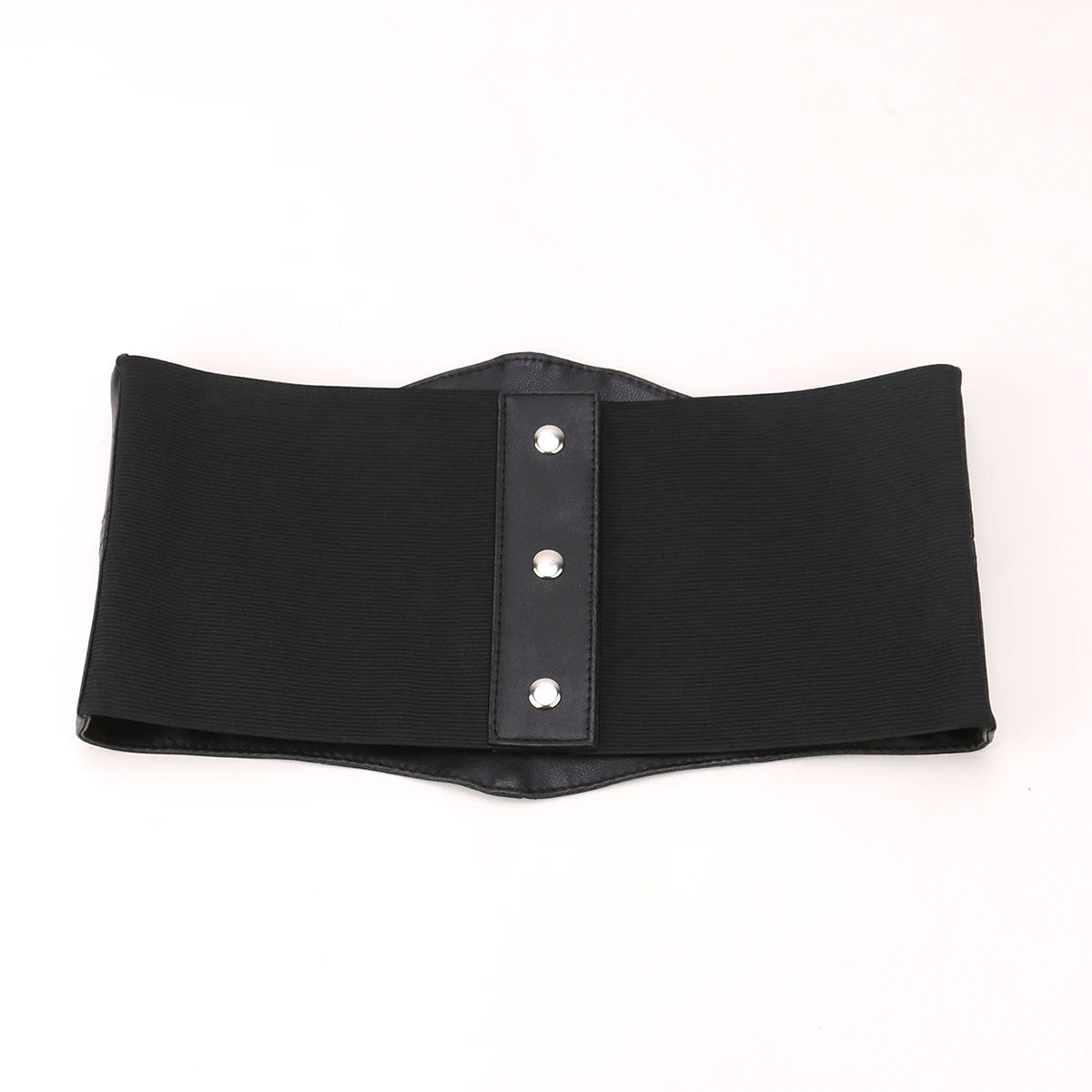 Black Patchwork Elastic Wide Belt