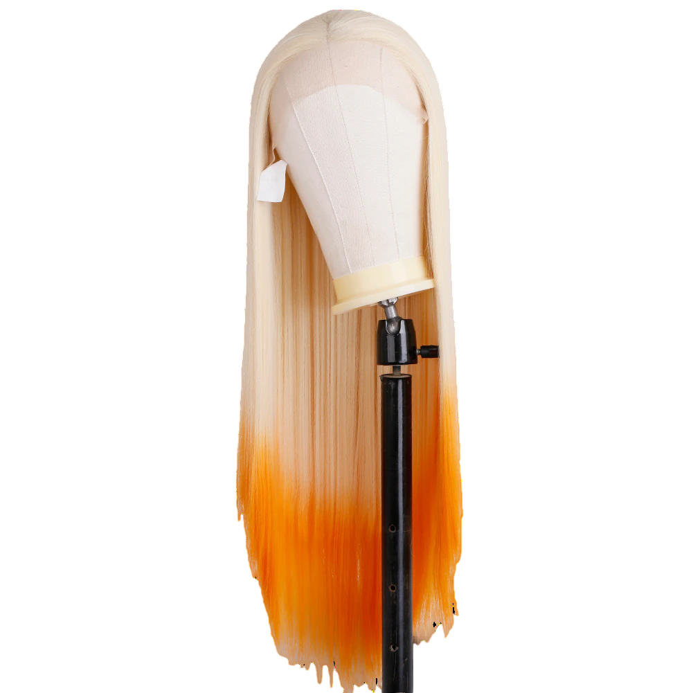 Blonde and Orange Straight Synthetic Lace Front Wig