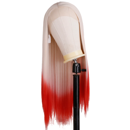 Blonde and Red Straight Synthetic Lace Front Wig