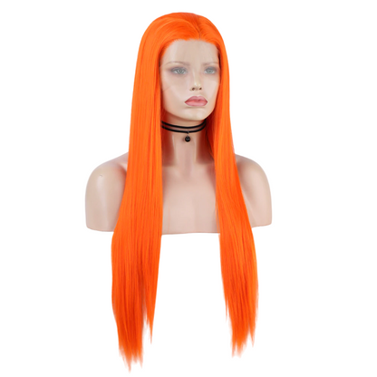 Orange Straight Synthetic Lace Front Wig