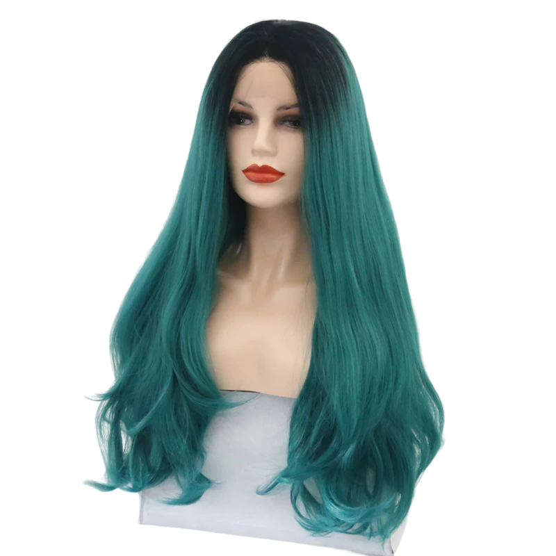 Ombre Green Wavy Lace Front Wig