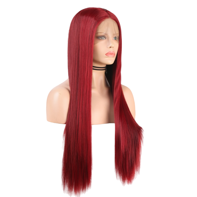 Red Straight Synthetic Lace Front Wig