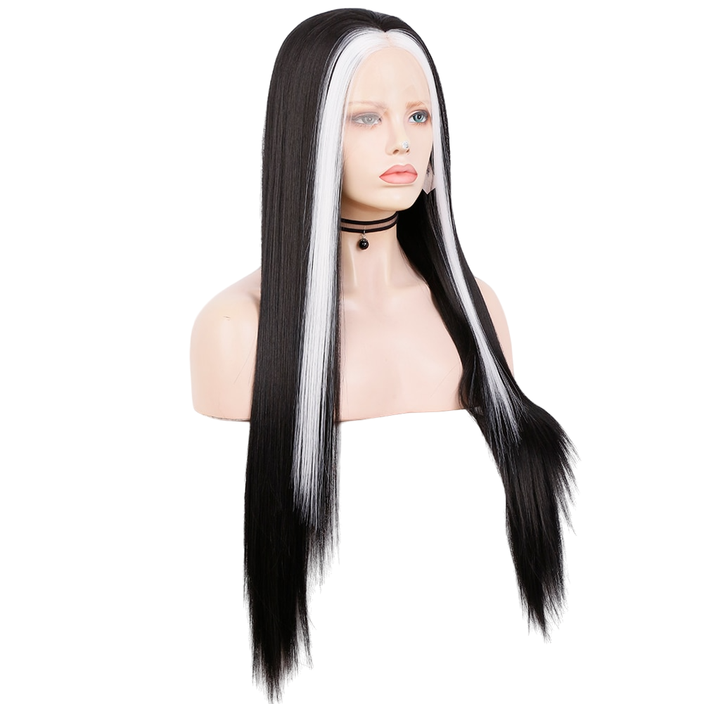 Black and White Straight Lace Front Wig