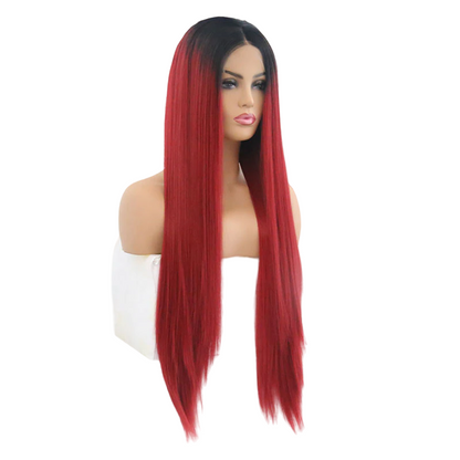 Ombre Red Straight Lace Front Wig