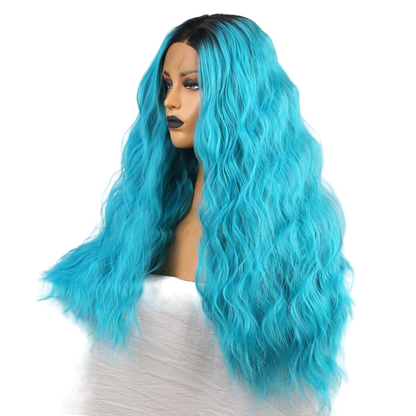 Ombre Blue Wavy Lace Front Wig