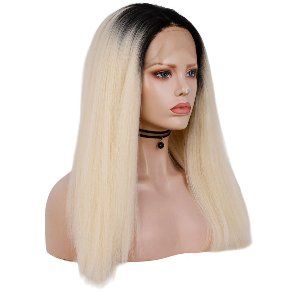 Ombre Blonde Straight Synthetic Lace Front Wig