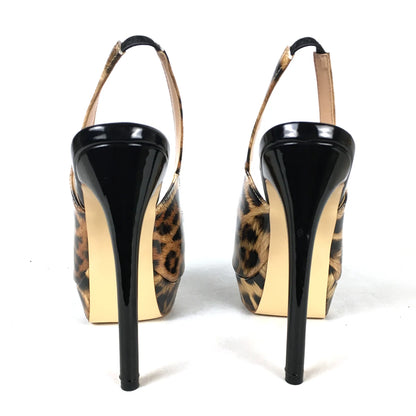 Peep Toe High Heels Platform Leopard Print Pumps