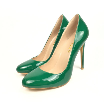 Green Round Toe High Heels Pumps