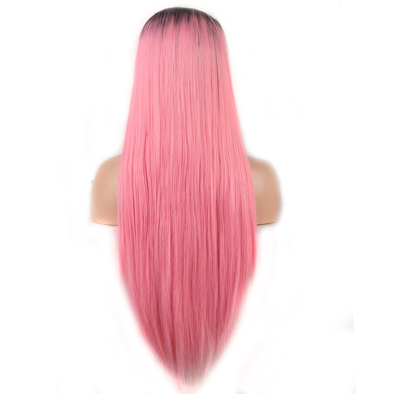 Ombre Pink Straight Synthetic Lace Front Wig