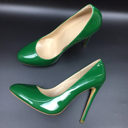 Green Round Toe High Heels Pumps