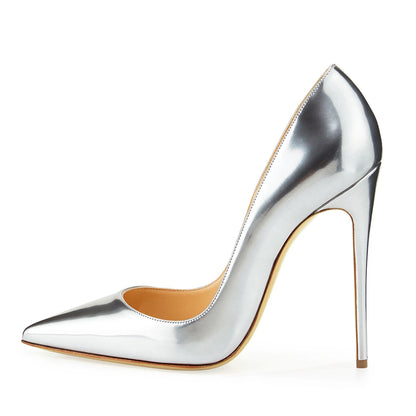 Metallic Mirror Pointed Toe High Heels Pumps