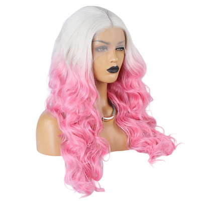 Ombre Pink Wavy Lace Front Wig