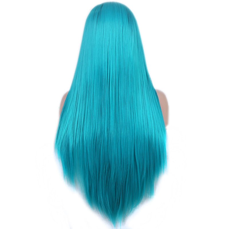 Ombre Blue Straight Synthetic Lace Front Wig