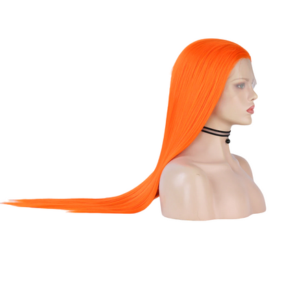 Orange Straight Synthetic Lace Front Wig