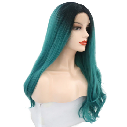 Ombre Green Wavy Lace Front Wig