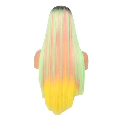 Ombre Multicolor Straight Synthetic Lace Front Wig