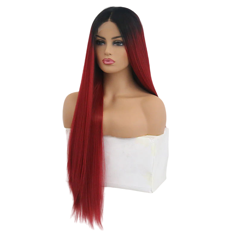 Ombre Red Straight Lace Front Wig