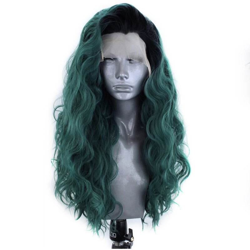 Ombre Green Wavy Lace Front Wig