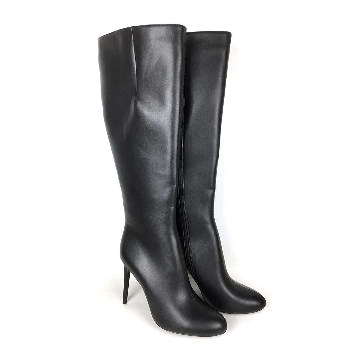 Full Zipper Knee High Round Toe High Heel Boots