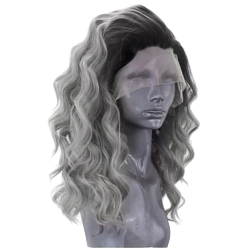 Ombre Gray Wavy Lace Front Wig