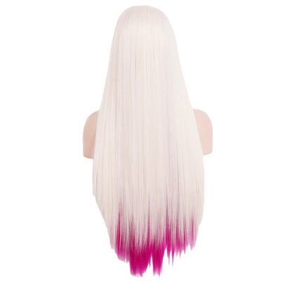 Blonde and Fuchsia Straight Synthetic Lace Front Wig