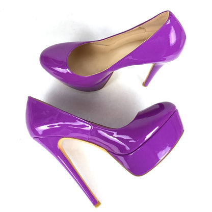 Round Toe High Heels Platform Pumps