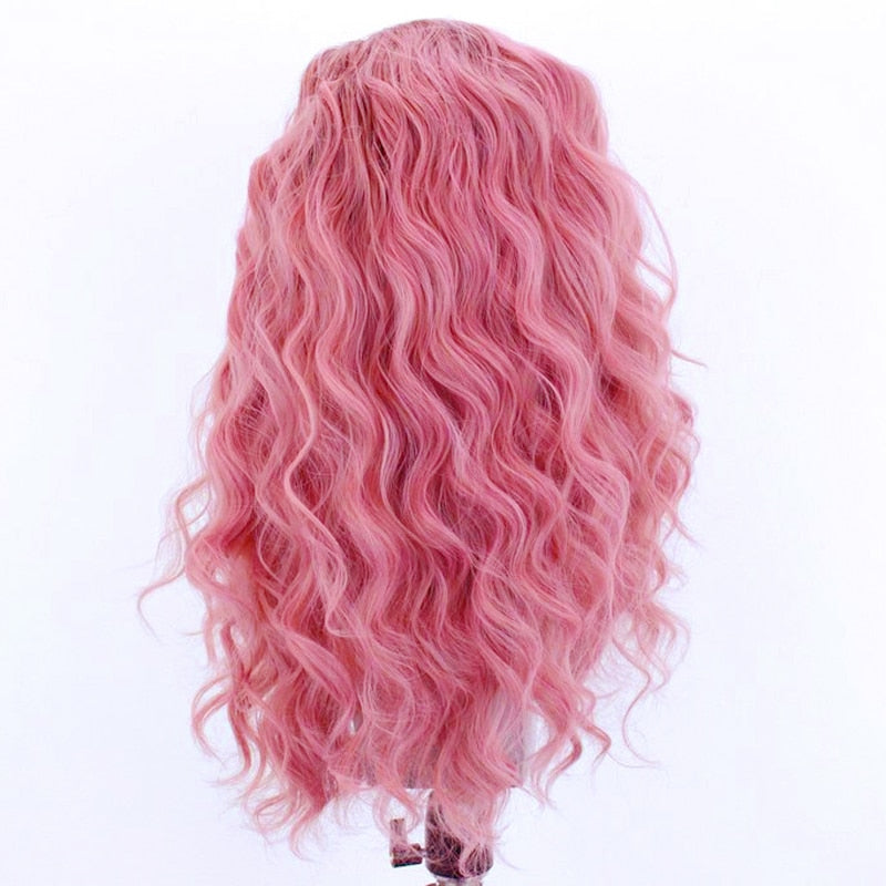 Ombre Pink Wavy Lace Front Wig