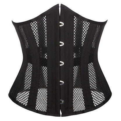 Black Mesh Steel Boned Underbust Corset