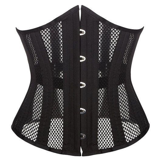 Black Mesh Steel Boned Underbust Corset