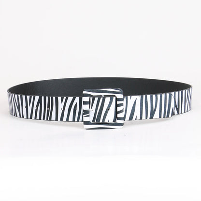 Zebra Print Square Buckle Belt