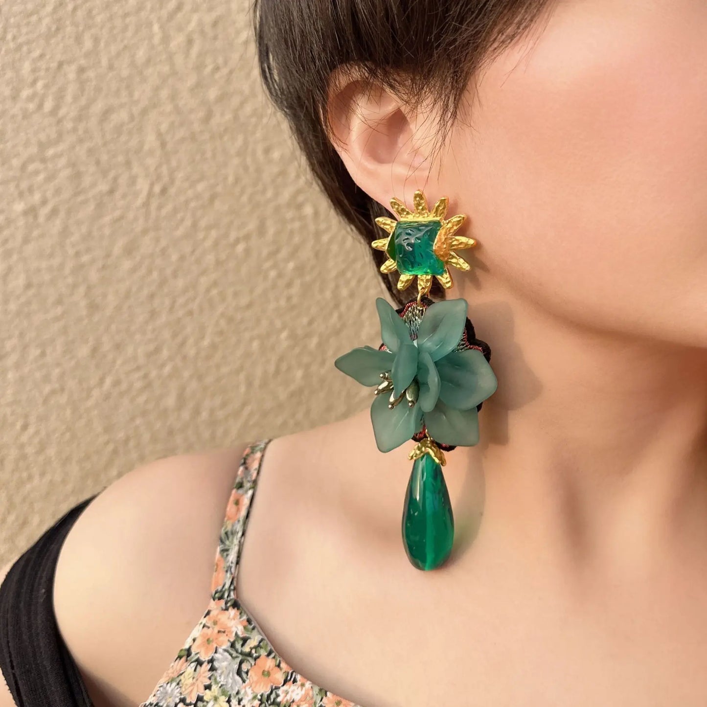 Resin Tassel Flower Earrings