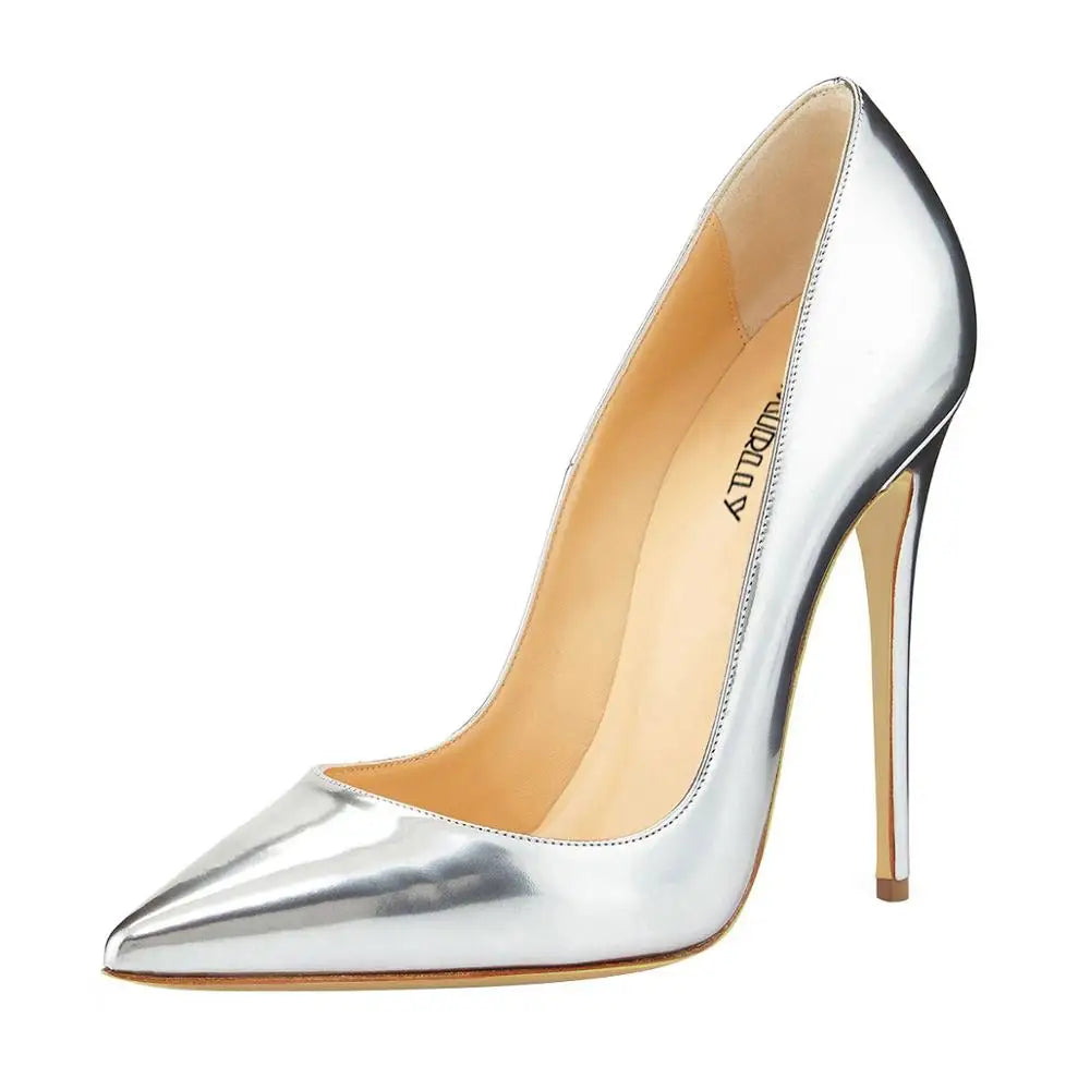 Metallic Mirror Pointed Toe High Heels Pumps