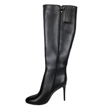 Full Zipper Knee High Round Toe High Heel Boots