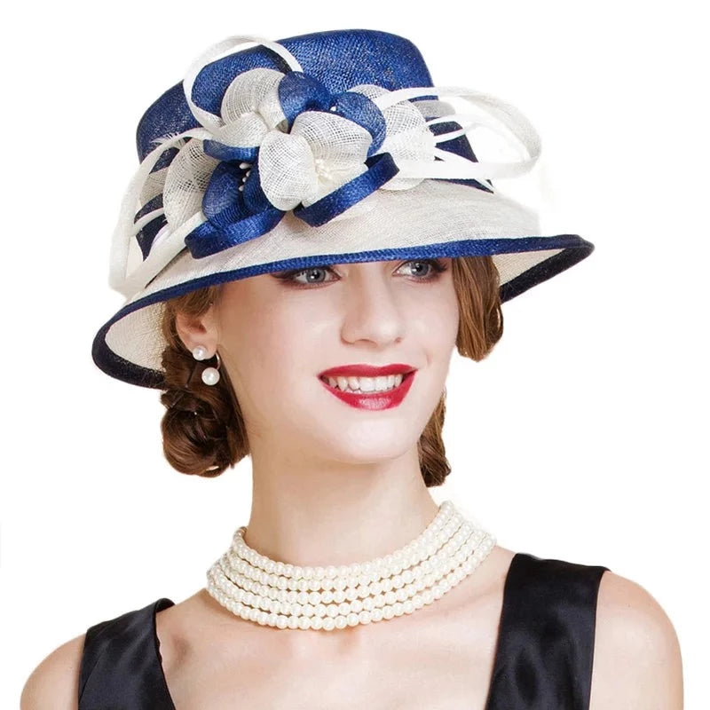 Elegant Short Brim Hat with Floral Decoration