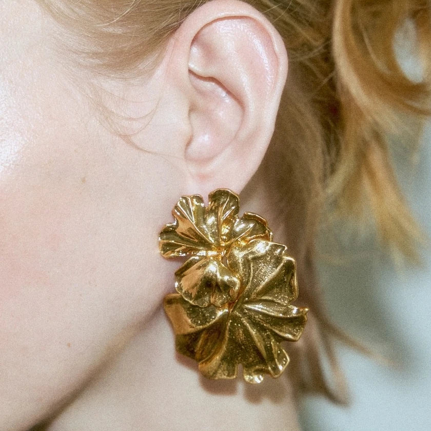 Drop Metal Flower Earrings