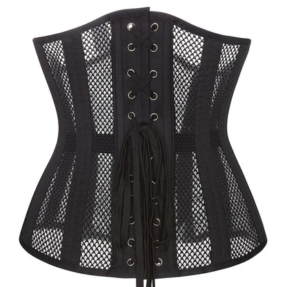 Black Mesh Steel Boned Underbust Corset