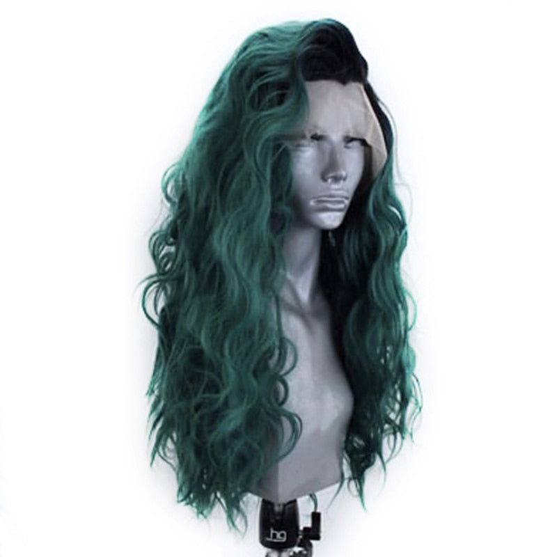 Ombre Green Wavy Lace Front Wig