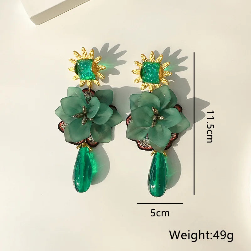 Resin Tassel Flower Earrings