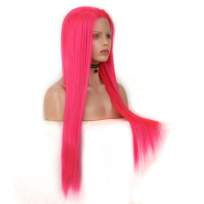 Hot Pink Straight Lace Front Wig