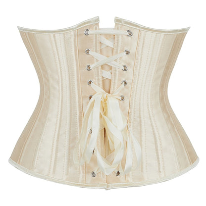 Beige Satin Steel Boned Underbust Corset