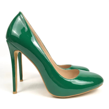 Green Round Toe High Heels Pumps