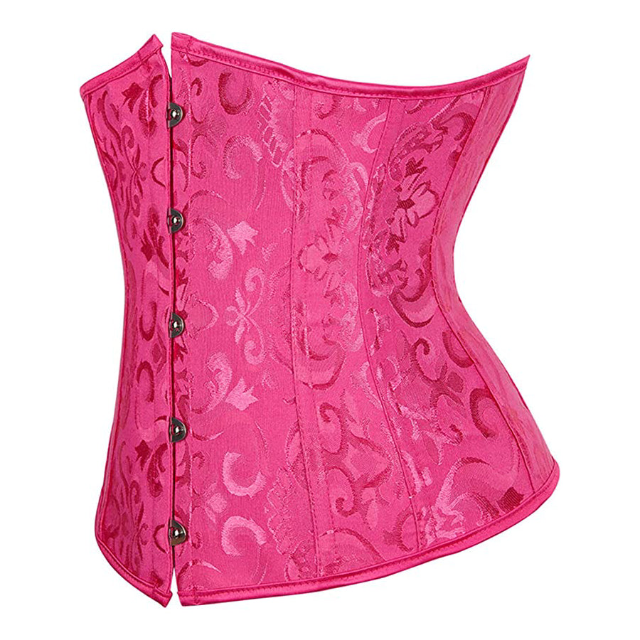Floral Print Pink Denim Waist Trainer Corsets Overbust Sexy Corset Jea –  jetechband