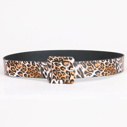 Leopard Print Square Buckle Belt