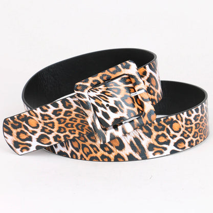 Leopard Print Square Buckle Belt