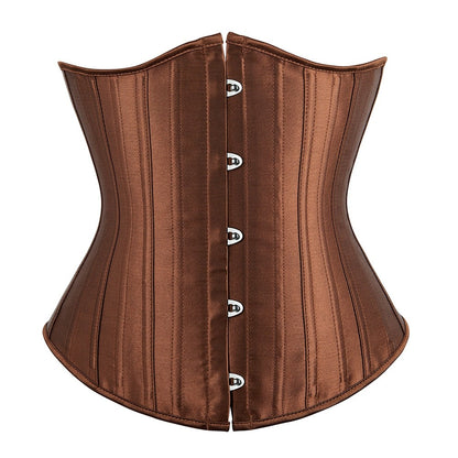 Brown Satin Steel Boned Underbust Corset