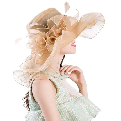 Vintage Organza Hat with Floral Decoration