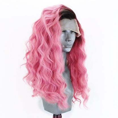 Ombre Pink Wavy Lace Front Wig