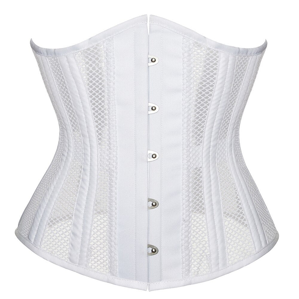 White Mesh Steel Boned Underbust Corset