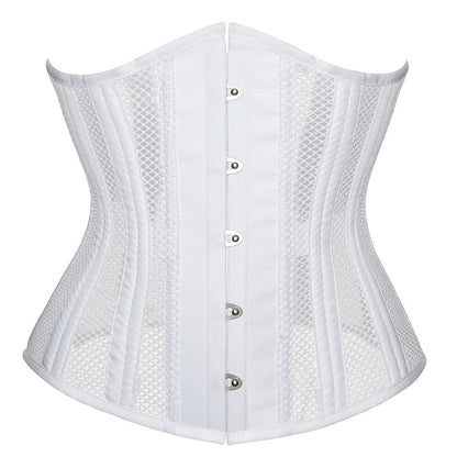 White Mesh Steel Boned Underbust Corset